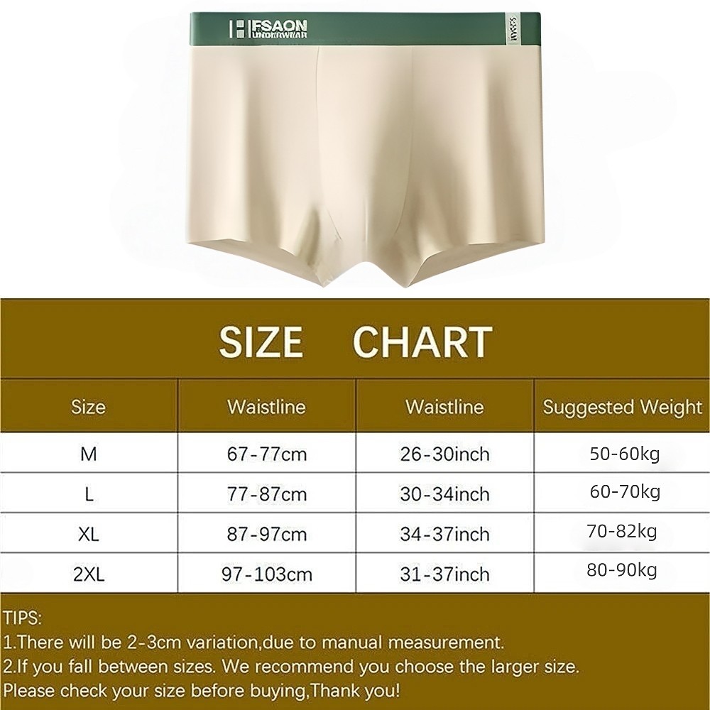 4 PCS Men's Underwear Soft Boxer Briefs Breathable Comfortable Trunks