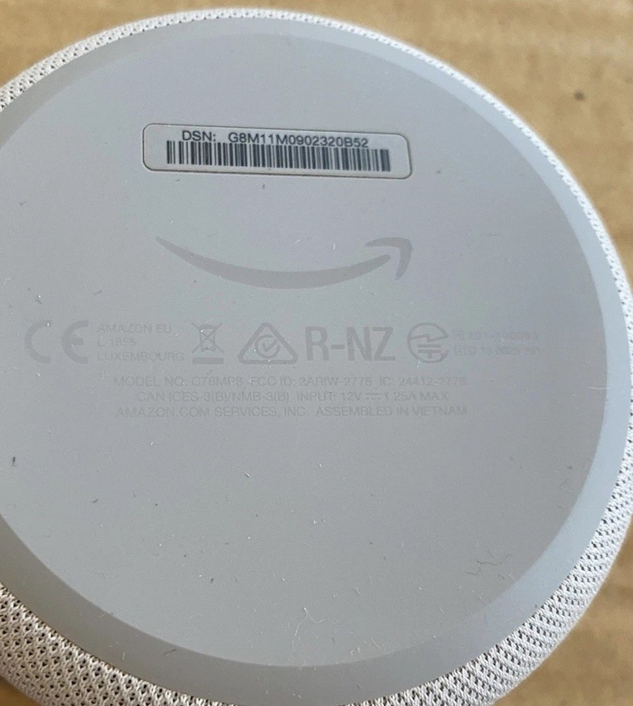 Amazon C78MP8 White Echo Dot 3rd Generation Smart Speaker NO Power Cord
