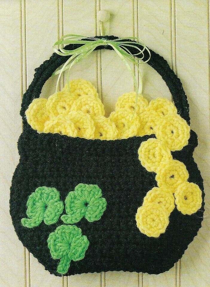 POT O' GOLD ST PATRICK'S DAY DIGEST SIZE CROCHET PATTERN INSTRUCTIONS