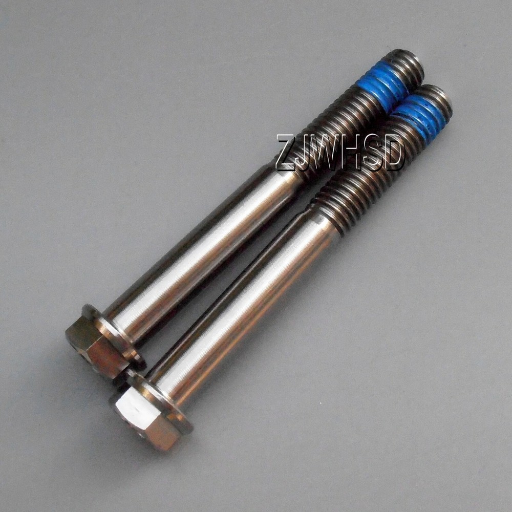 2pcs M8 x 65 Ti tanium Screw Bolt Hexagon Hex Head Flange + Blue ThreadLocker