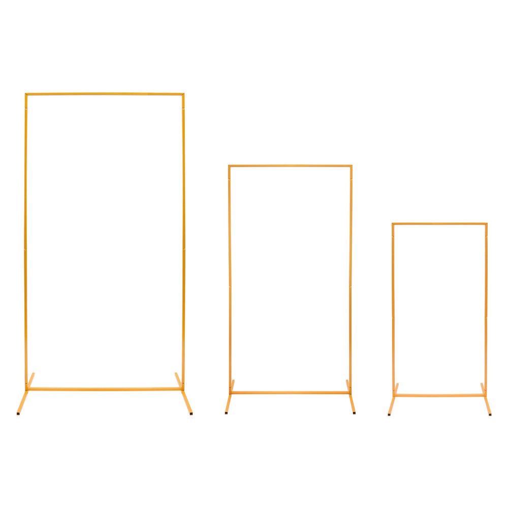 3 Pieces Wedding Arch Frame Set Rectangular Metal Balloon Frame Backdrop Stand