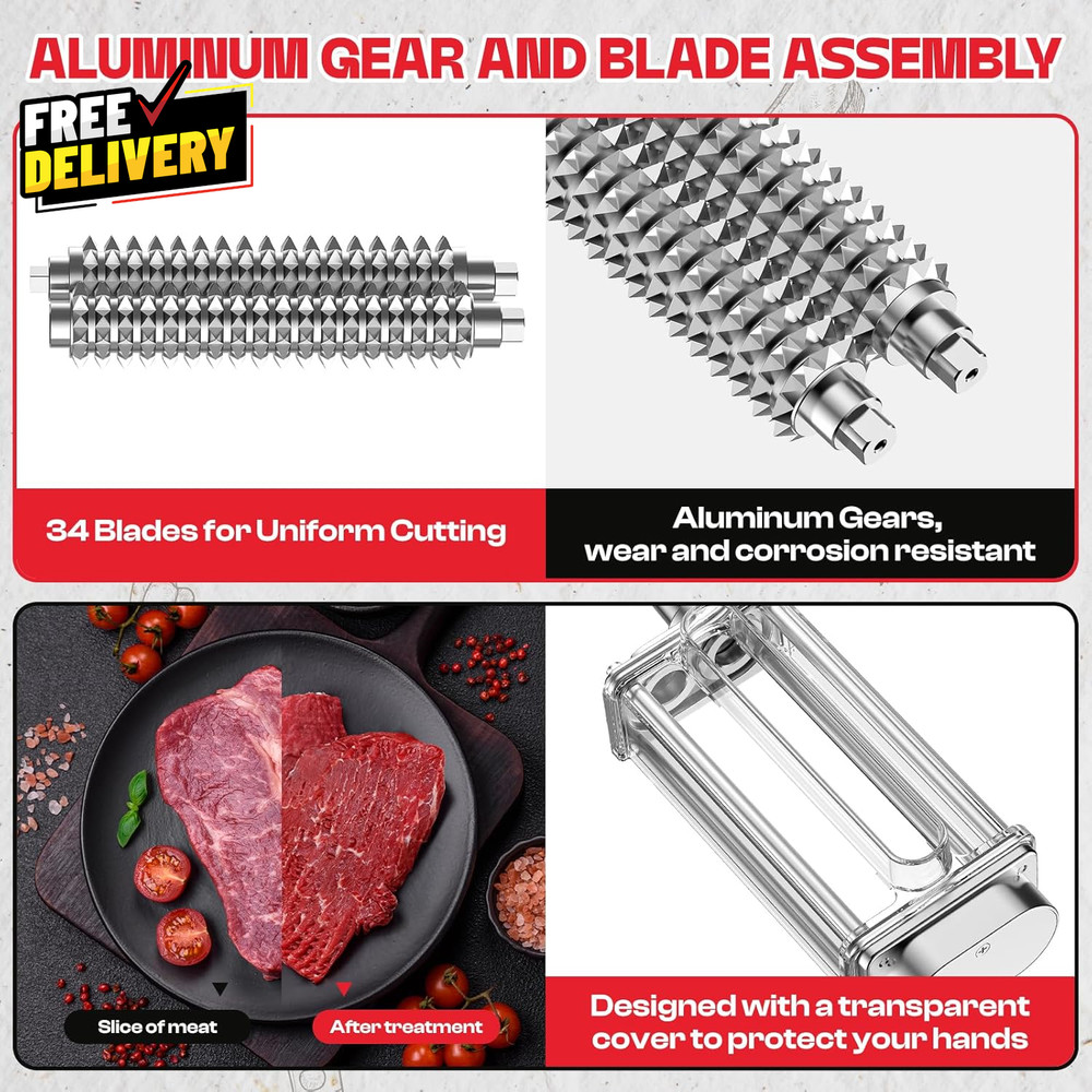Manual Meat Tenderizer Tool Rolling Cuber with Stainless Steel Gear Kitchen