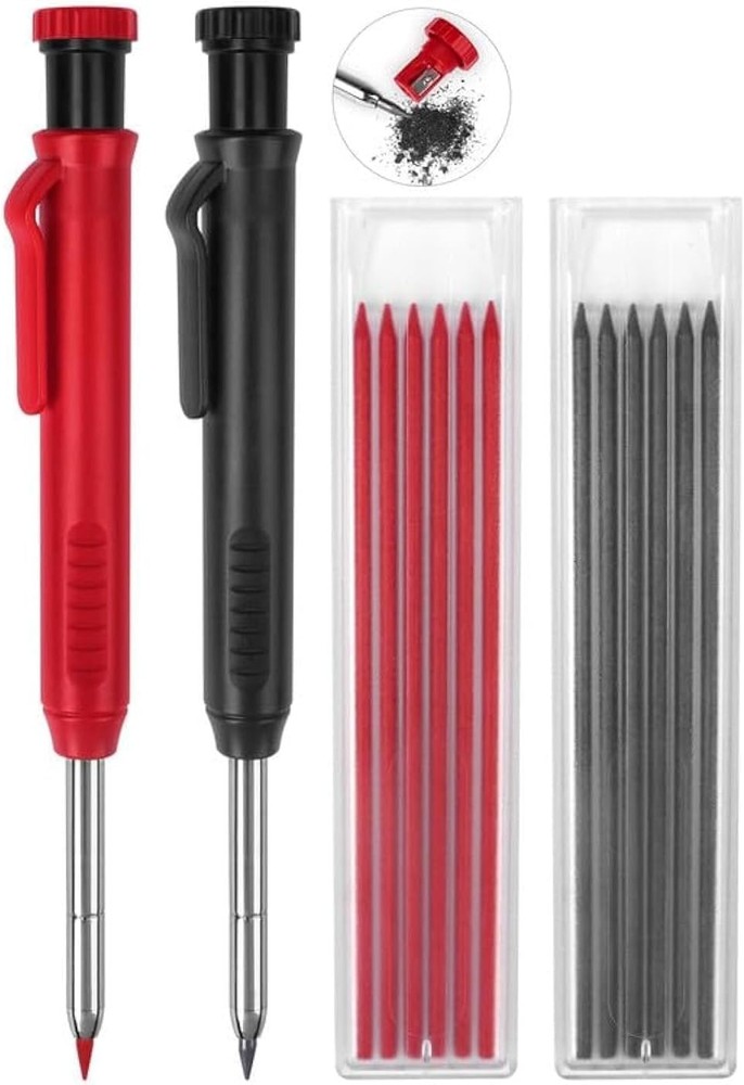 2 Pack Carpenter Pencils Mechanical Pencils with 12 Refills, Construction