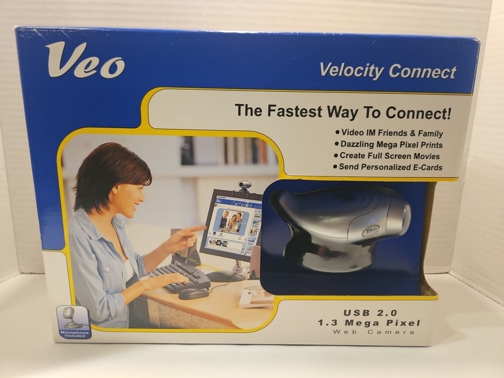 USB 2.0 WEBCAM 1.3 MEGA PIXEL WEB CAMERA / MICROPHONE VEO VELOCITY CONNECT ~ NEW