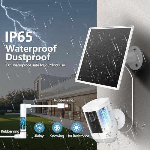 6W Solar Panel for Ring Camera, Solar Charger Compatible with Ring White-1Pack
