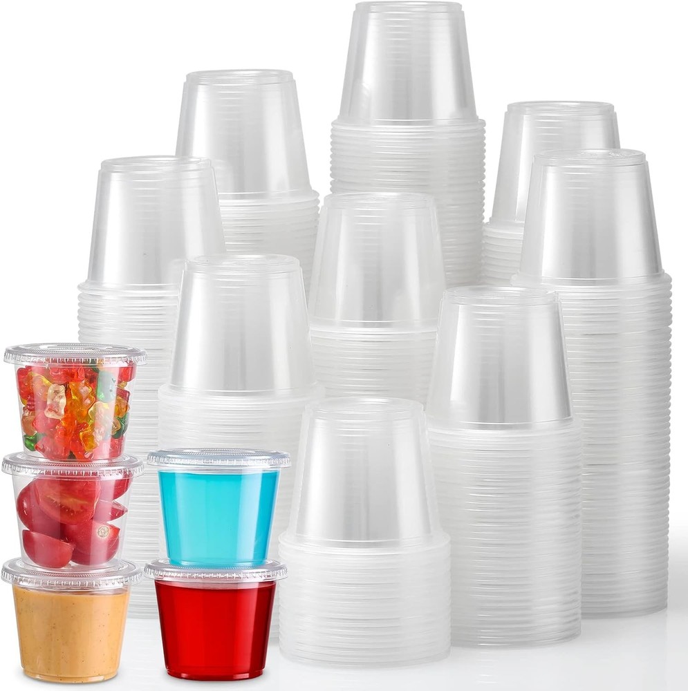 [240 Sets - ] Port Cups With Lids, Small Plastic Containers