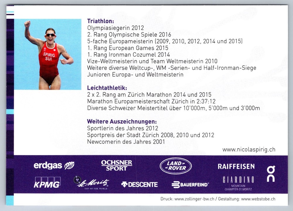 Nicola Spirig Signed Postcard - Olympics - Triathlon