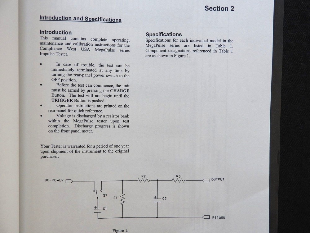 COMPLIANCE WEST MEGAPULSE IMPULSE TESTER INSTRUCTION MANUAL CLEAN