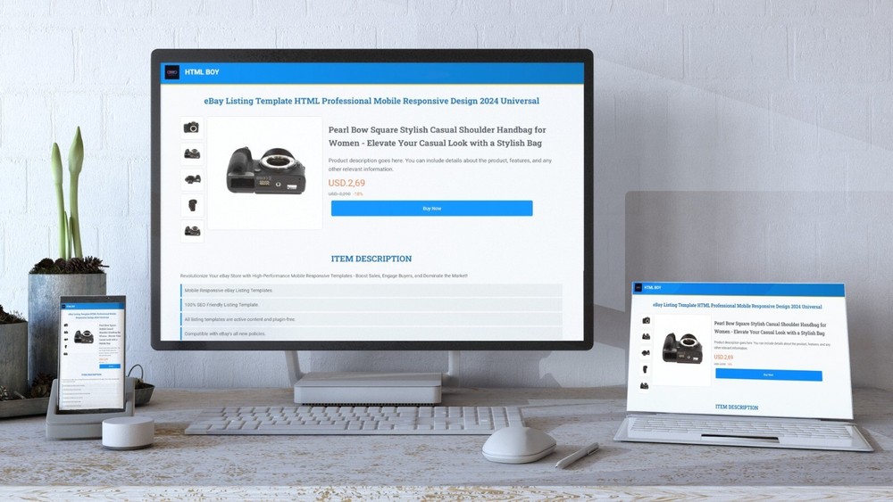 eBay Listing Template HTML Professional Mobile Responsive Design 2024 Universal