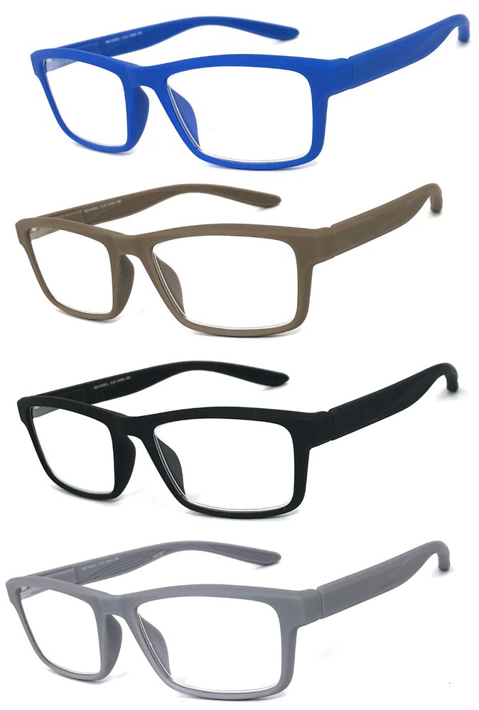1 or 2 Pair Men Women Retro Square Rubberized Frame Reading Glasses Spring Hinge