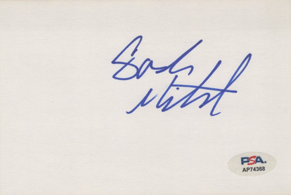 Sasha Mitchell signed 4x6 index card PSA