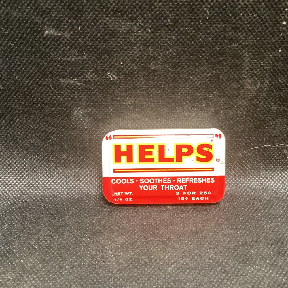 Vintage " Helps " Sore Throat Tin - Net Wt 1/4 oz