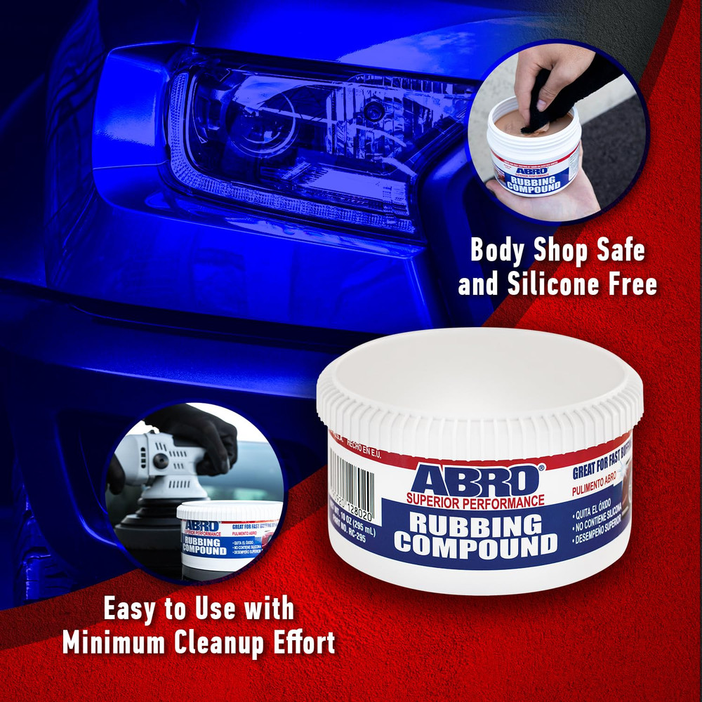 ABRO Superior Performance Rubbing Compound, 10 Oz., Buffing Compound