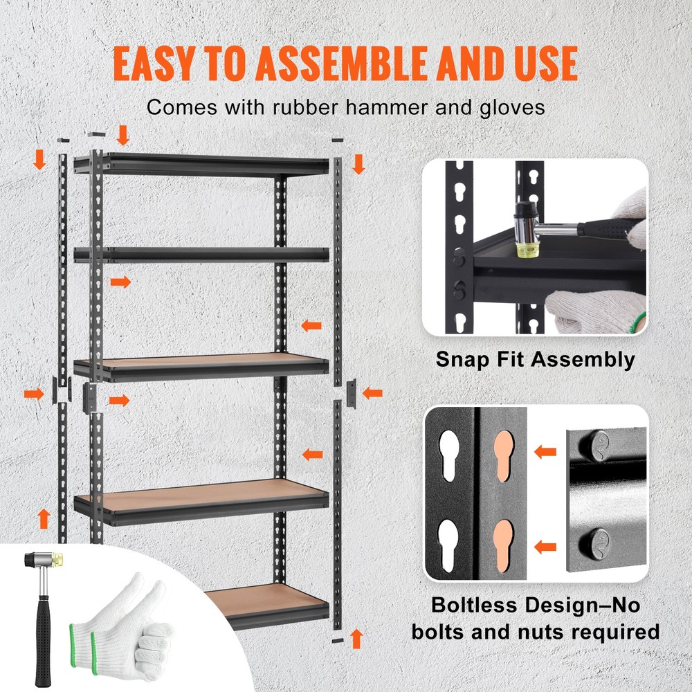 5-Tier Heavy Duty Storage Shelving Unit Garage Storage Rack Adjustable 2000 lbs