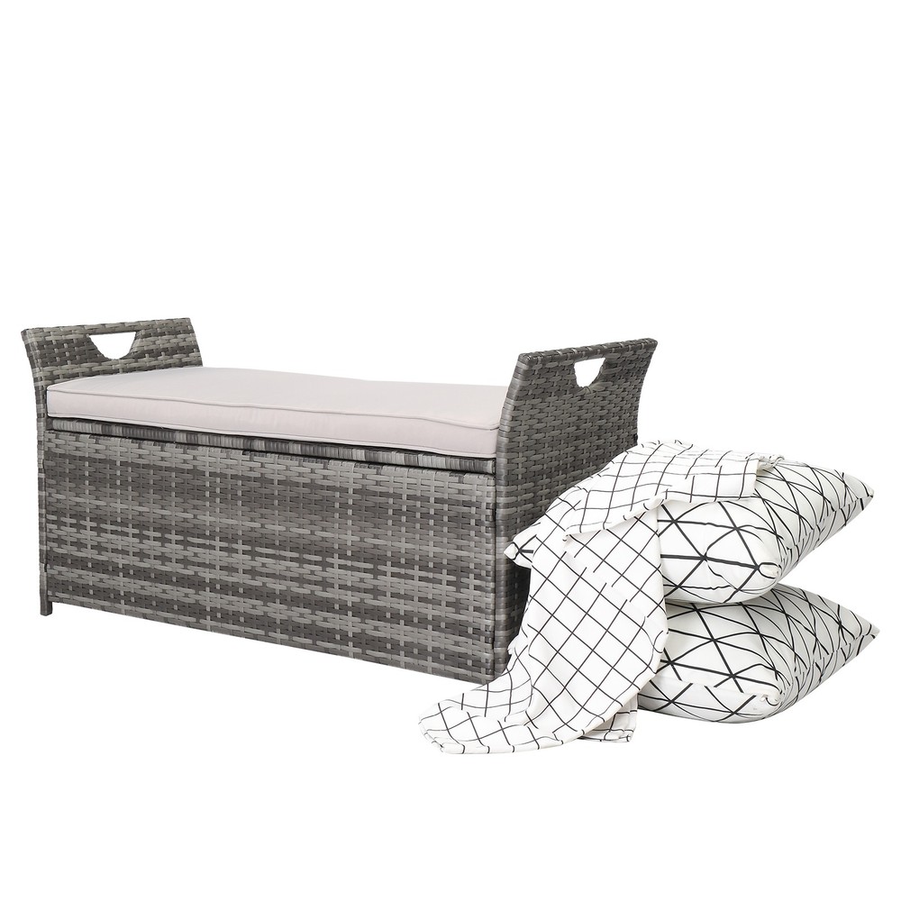 Iron Frame Can Accommodate Gray Gradient Footstool Locker Rattan Locker