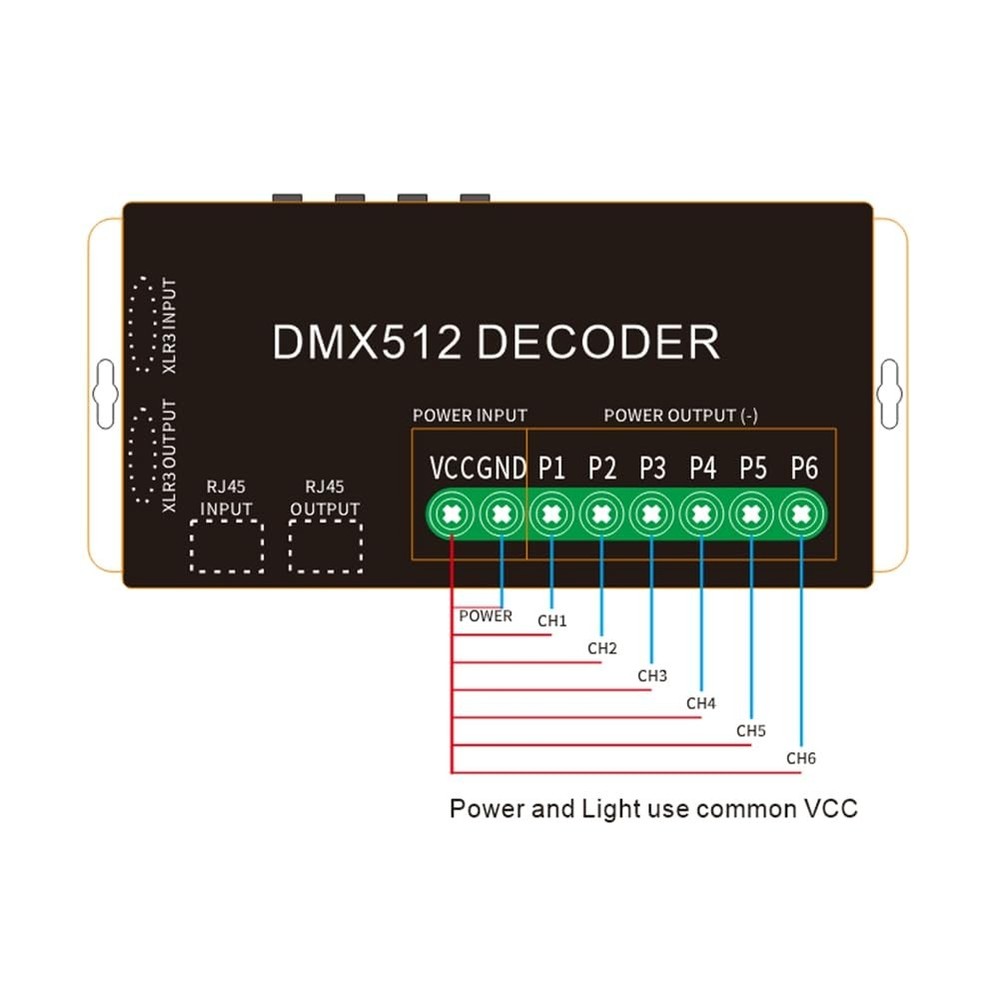 Aboiled DMX512 Decoder - 6-Way Console Dimmer Bar Lights Tape Lights 5V to 24...
