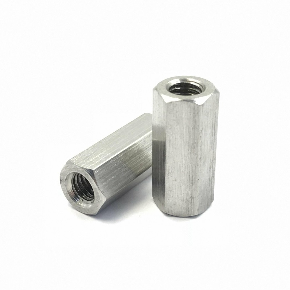 2Pcs M10 x 1.5 pitch Long Rod Coupling Hex Nut Right hand Thread [M3]