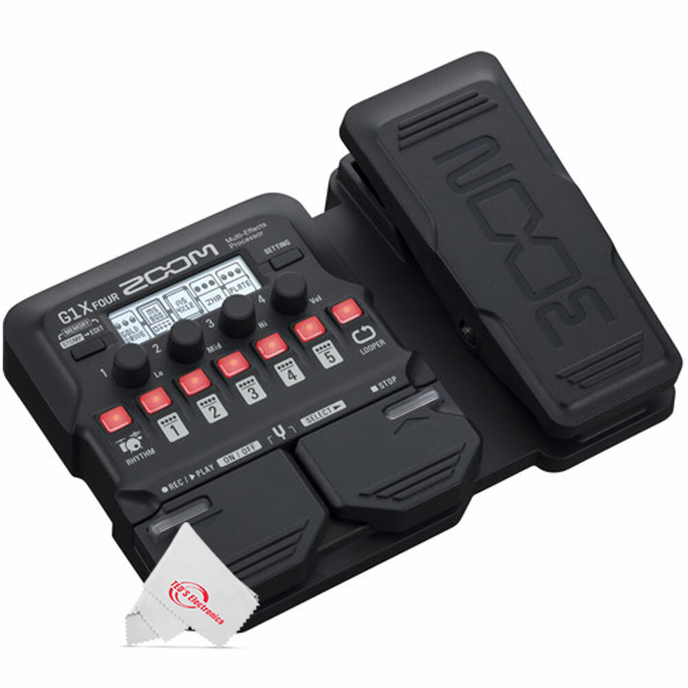 Zoom G1X Four Guitar Multi-Effects Processor Pedal + Pig Hog Cables & Connector