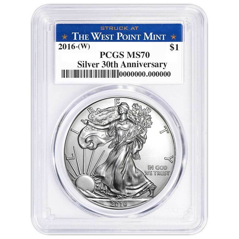 2016 (W) $1 American Silver Eagle PCGS MS70 West Point Label
