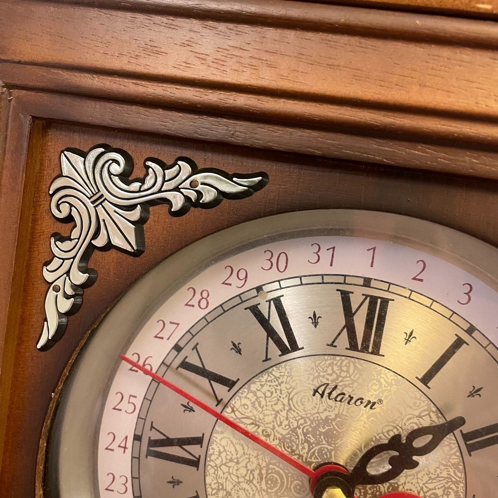 Vintage Rectangular Regulator Wooden Wall Clock with Chimes, Regal, Elegant
