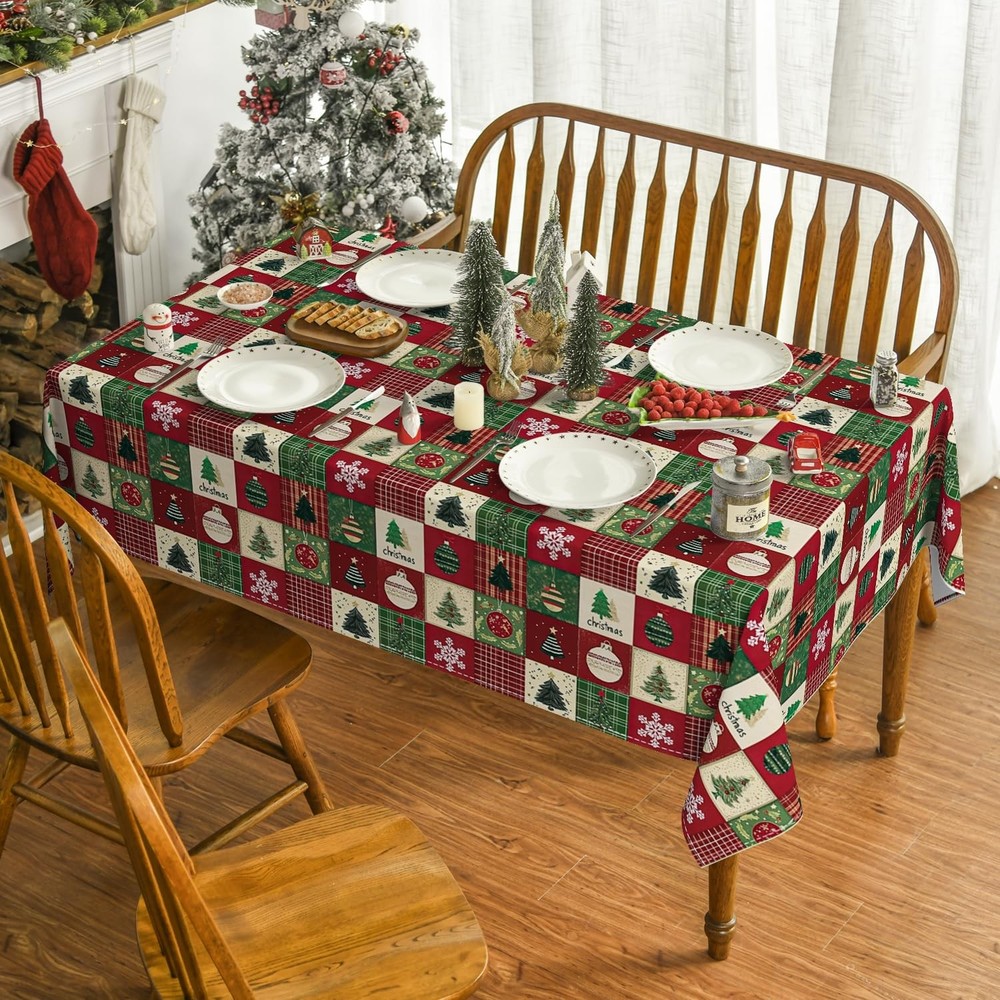 Horaldaily Christmas Tablecloth 60×84 Inch 60" x 84" (Rectangular), Red