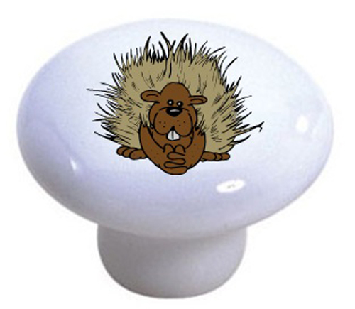 PORCUPINE Hedgehog Ceramic CABINET Drawer Pull KNOB