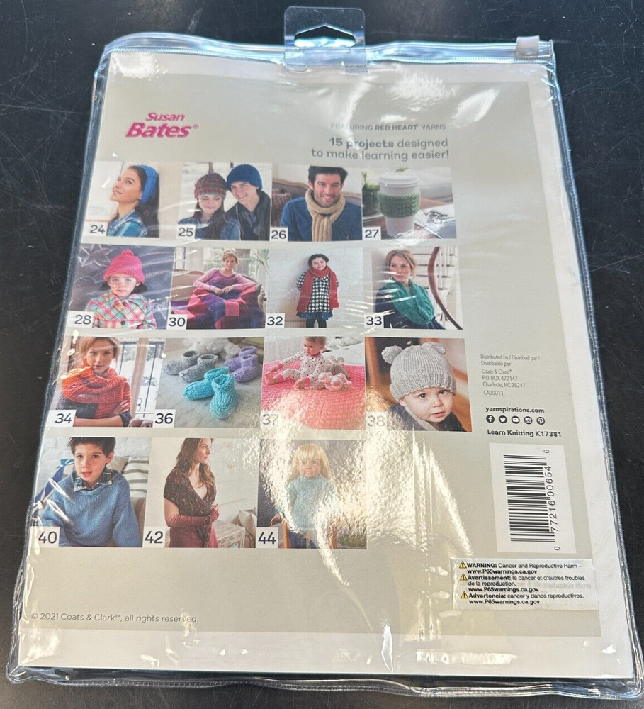 Susan Bates Learn Knitting Bundle 20 Piece Kit 15 Easy Projects New (k17381)