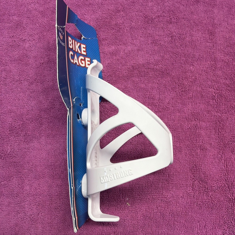 Fifty Strong Bicycle Water Bottle Cage WHITE Plastic #140