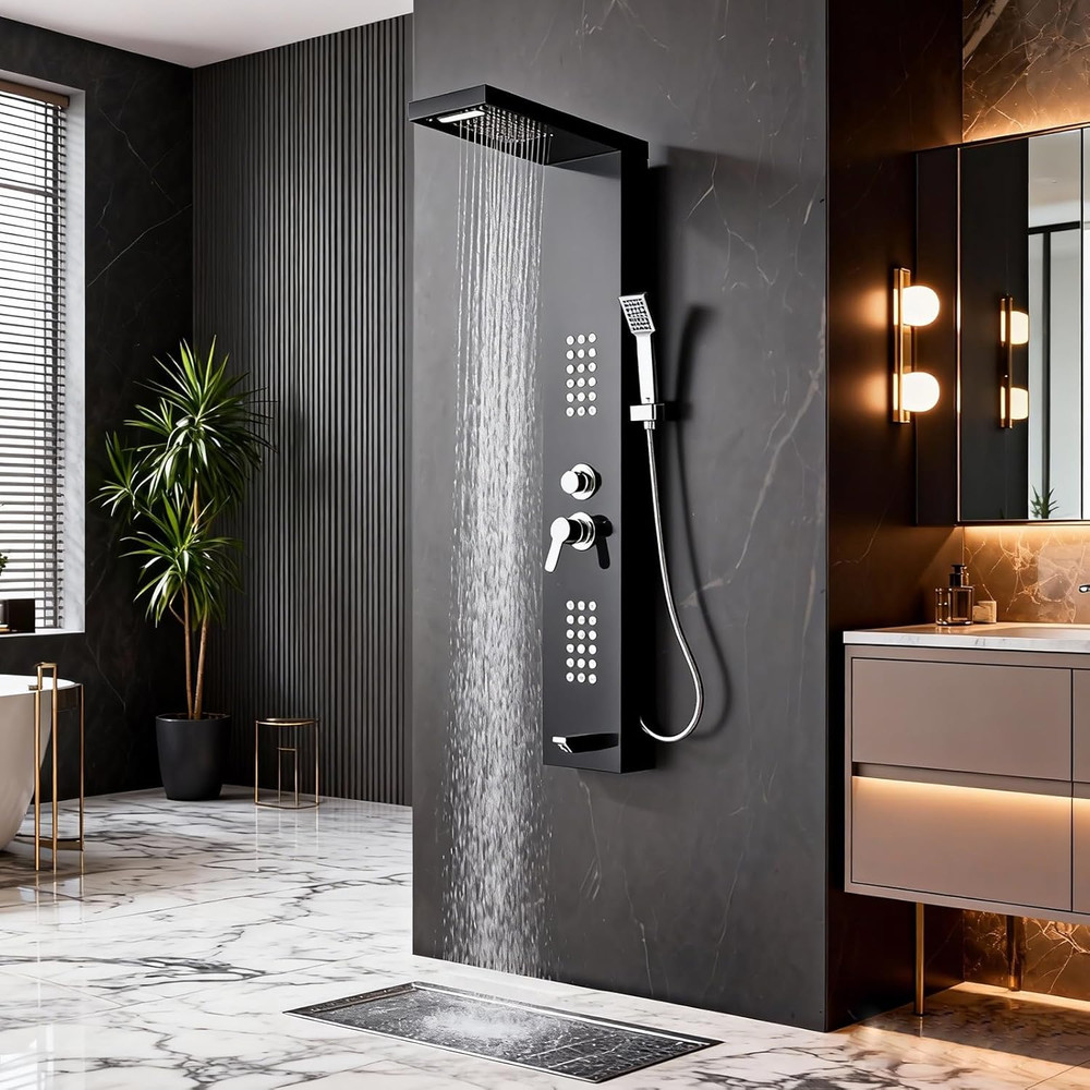 Shower Panel Tower System 5-In-1 Shower Panel Tower with Powerful Body Massage,
