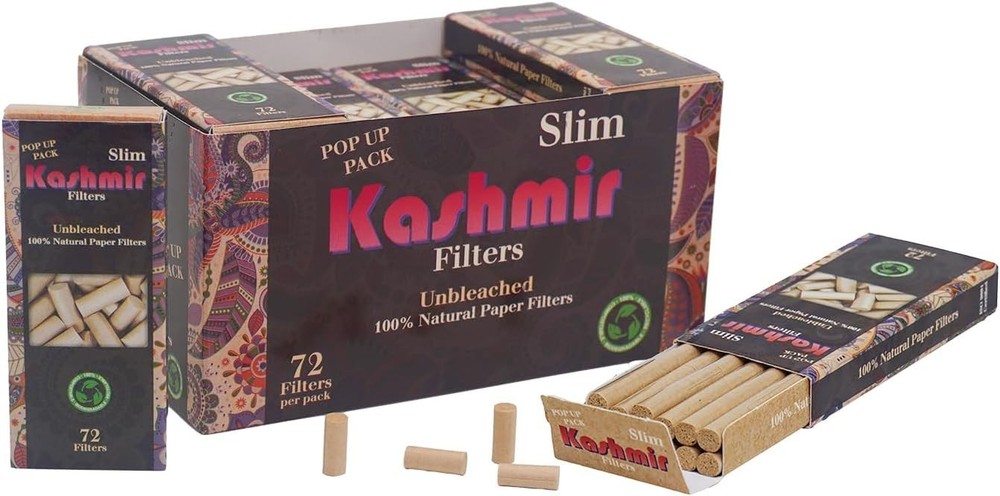 Unbleached Filter Tips Slim for Rolling Papers -72 Filter Tips Per Pack x10 Pack