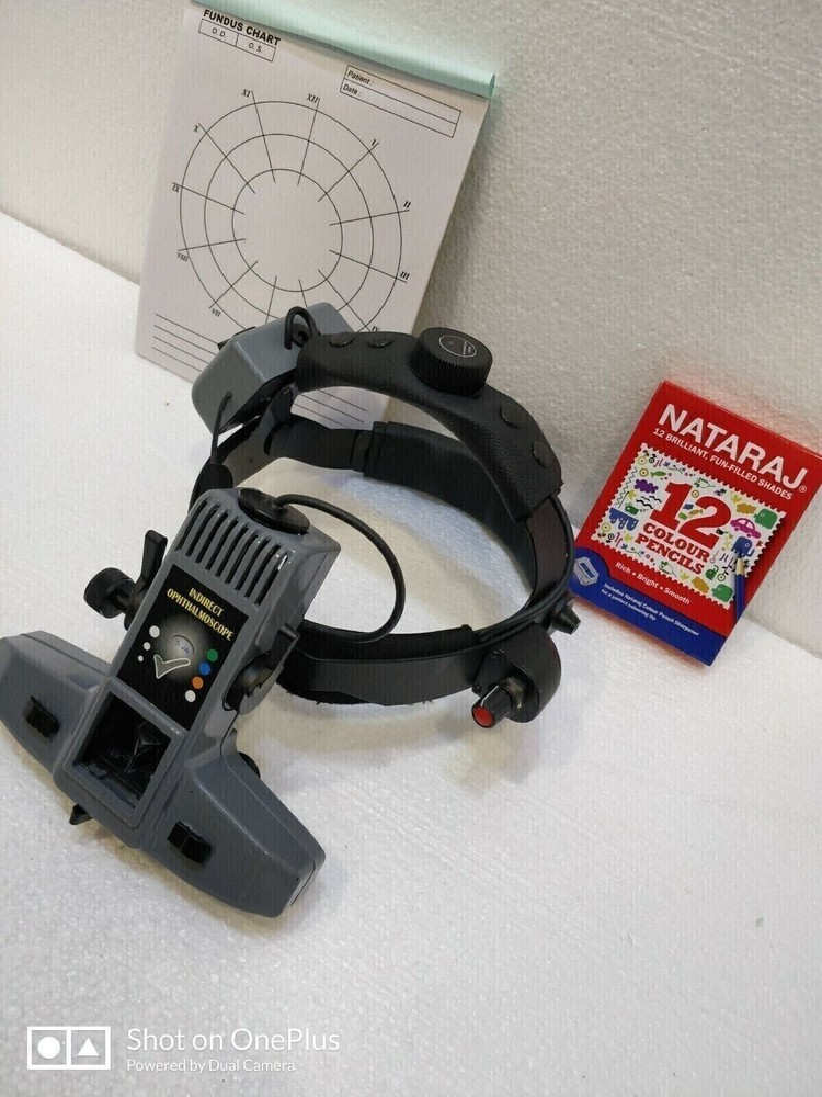 Binocular indirect ophthalmoscope with accessories