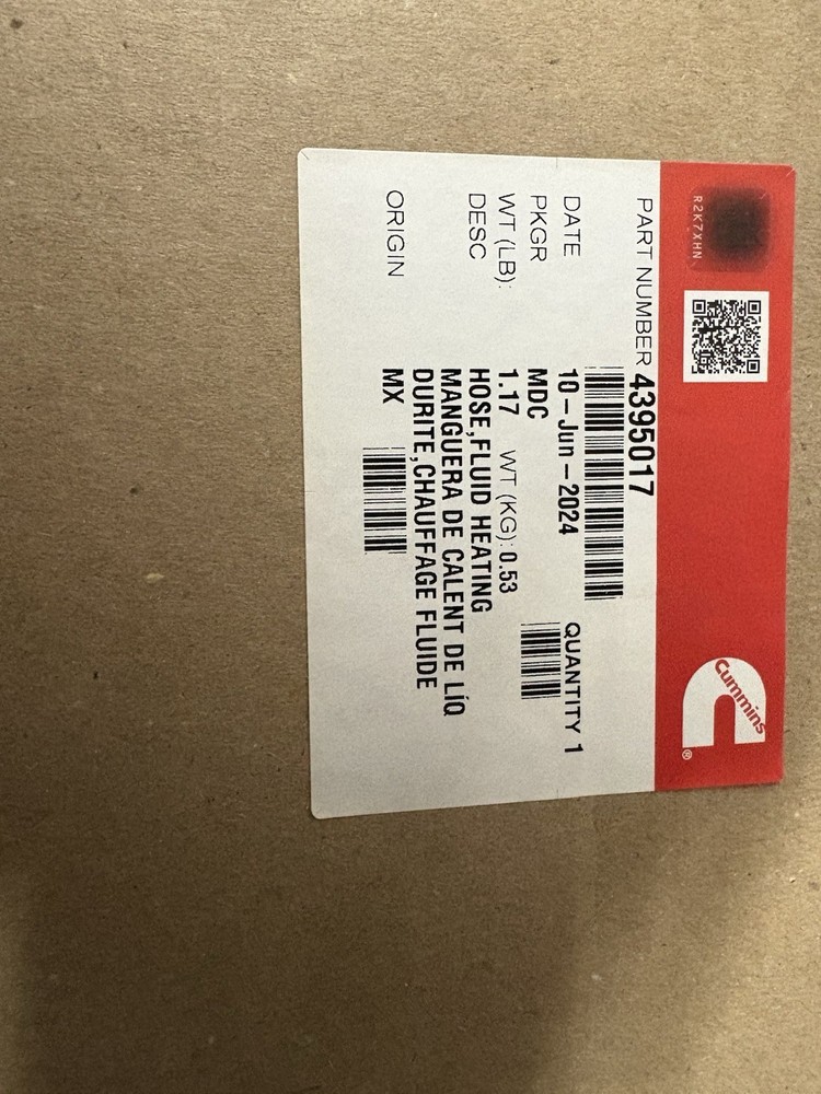 Cummins Heating Hose 4395017
