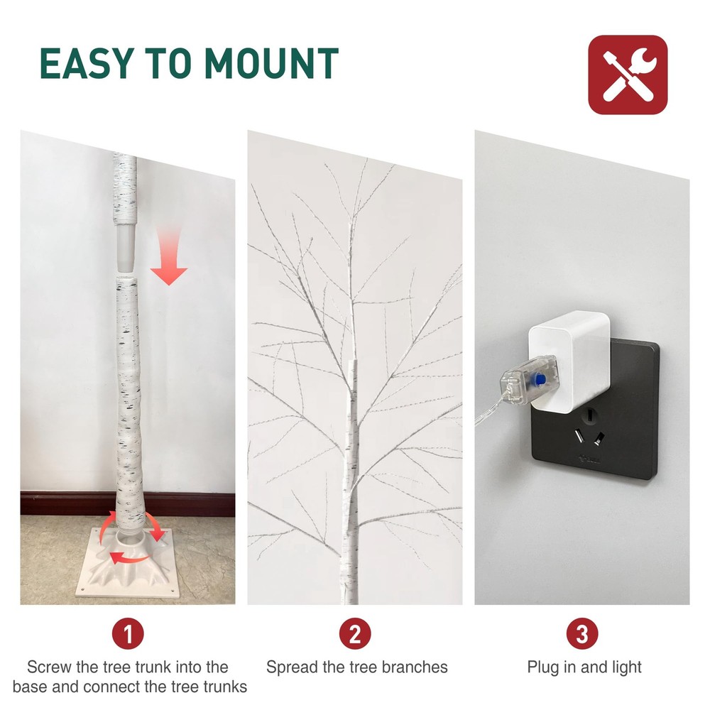 5FT White Firefly Tree with Lights - Lighted Firefly Tree with 350 Warm White...