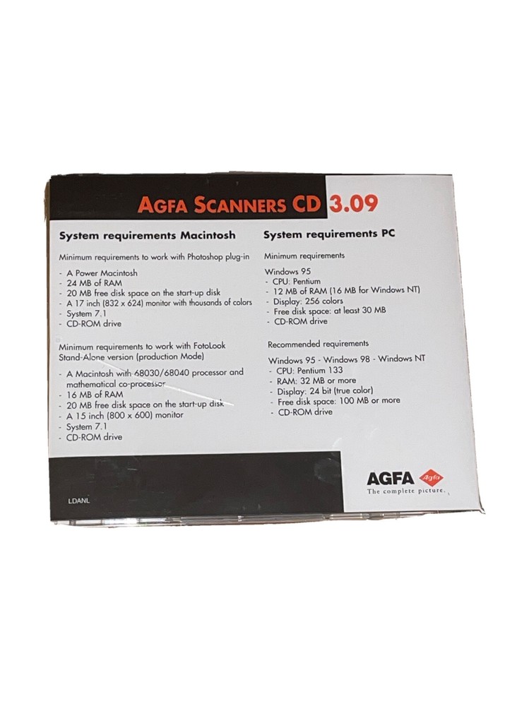 SEALED AGFA Scanners CD 3.09 for PC & MAC