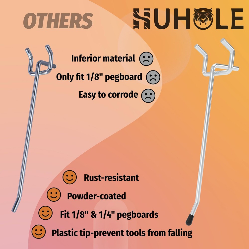 Pegboard Hooks Assortment 49PC, Pegboard Accessories with Pegboard Bins, Gara...