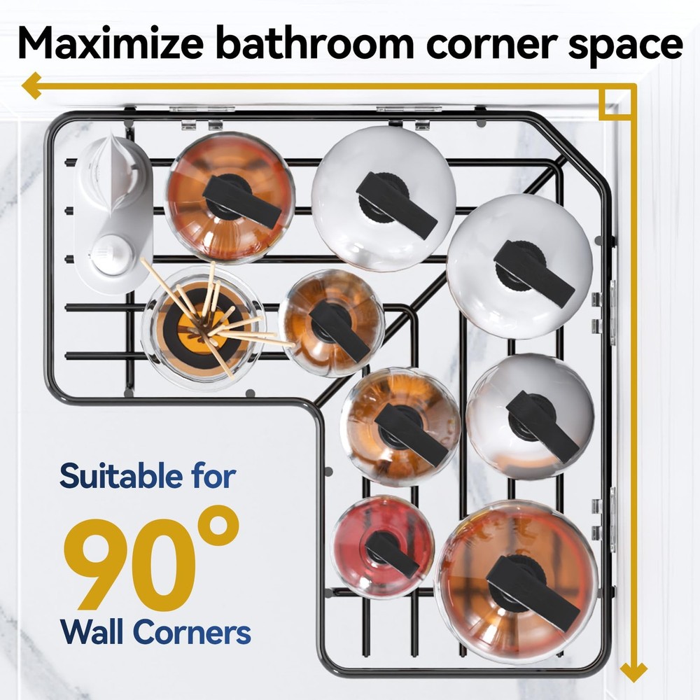 Corner Shower Caddy Organizer, 3-Pack Self-Adhesive Rustproof Bath Shelves wi...