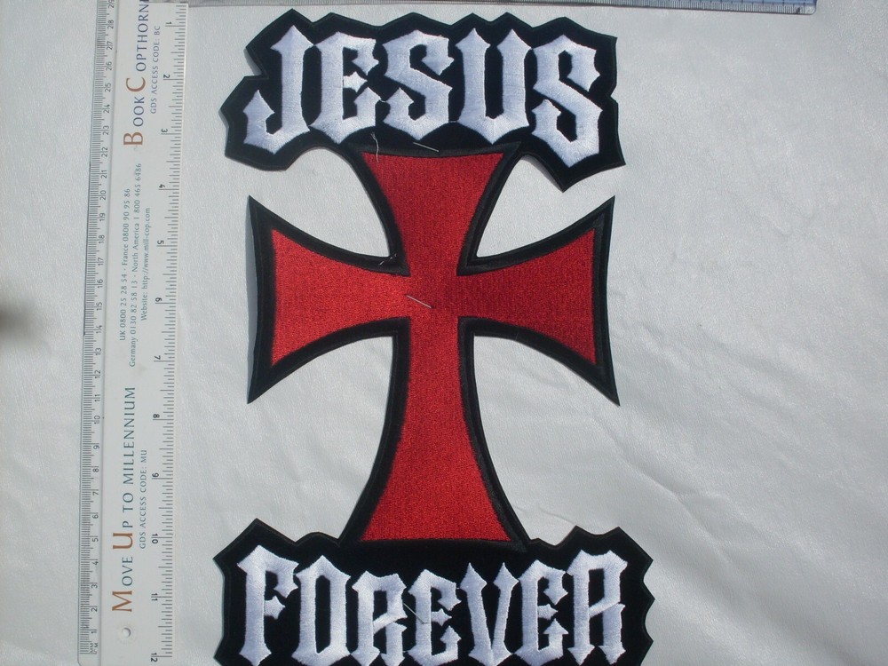 Jesus Patch Forever large 12" patch & small 3" patch embroidered Patches Biker