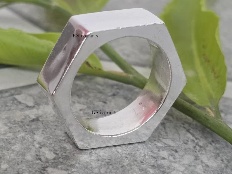 Nut Ring 10 mm Nut Ring Solid 925 Sterling Silver Bolt Geometric Ring Nut Finger