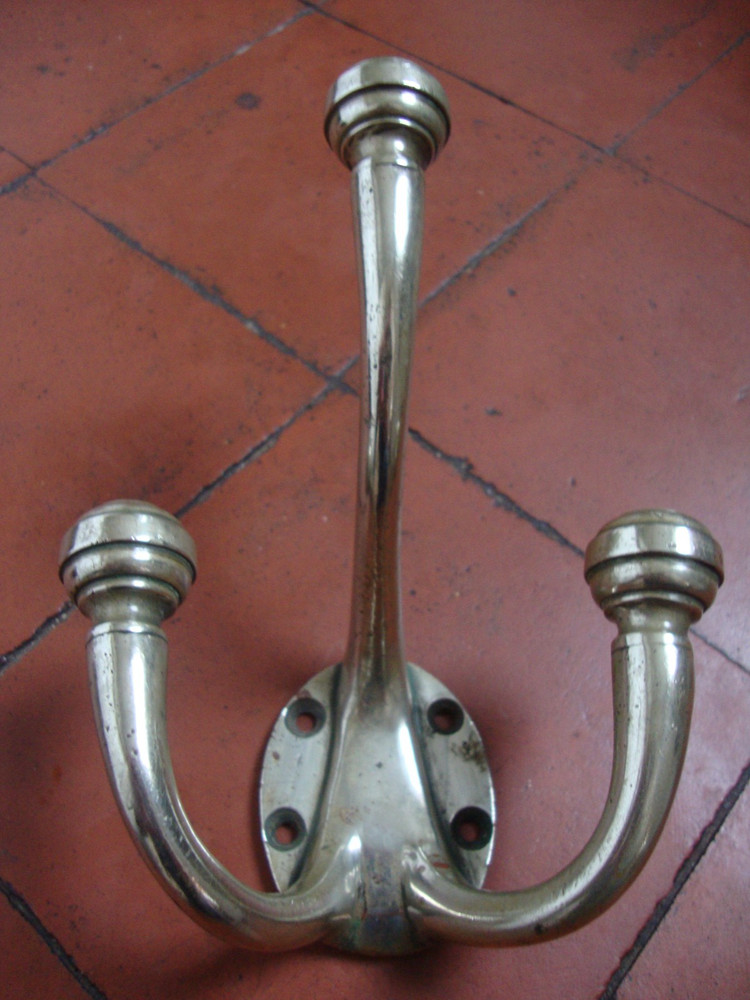 Antique superb quality German silver solid Nickel large coat hook
