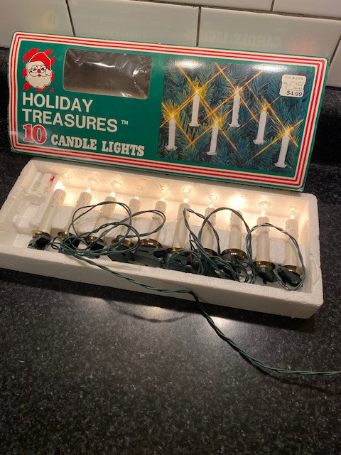2 Boxes ~ Vintage Christmas Tree Lights Candle Clip On 10 Light String