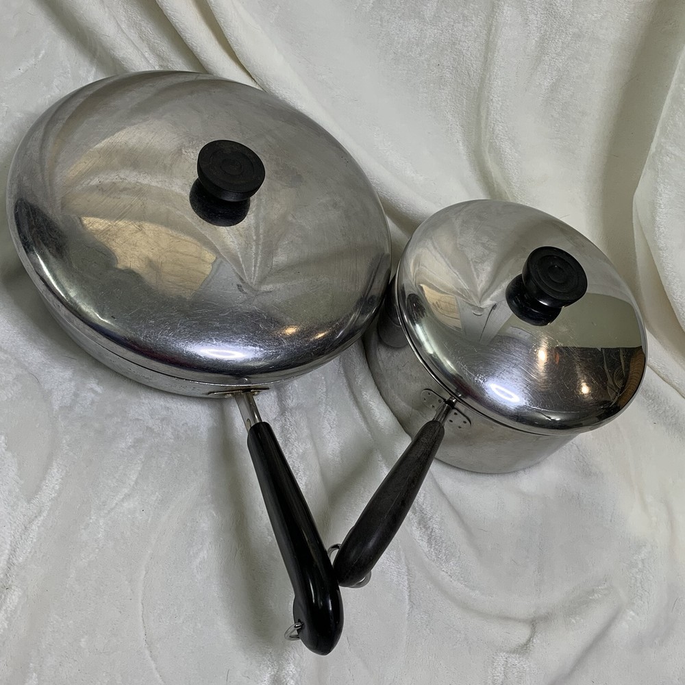 Revere Ware Disc Bottom Covered Pot 92h Clinton 10” Skillet Black Bottom Covered