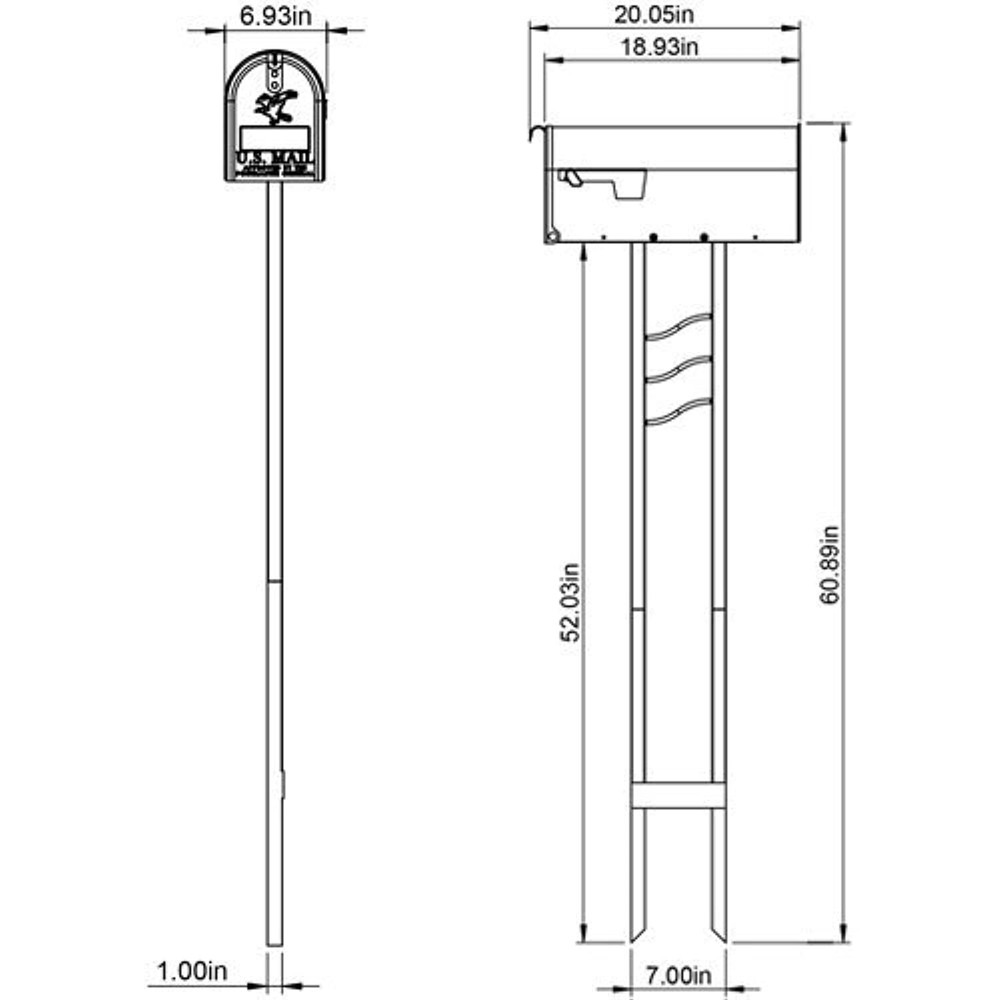Gibraltar Mailboxes Mailbox-To-Go Medium Capacity Galvanized Steel Black,