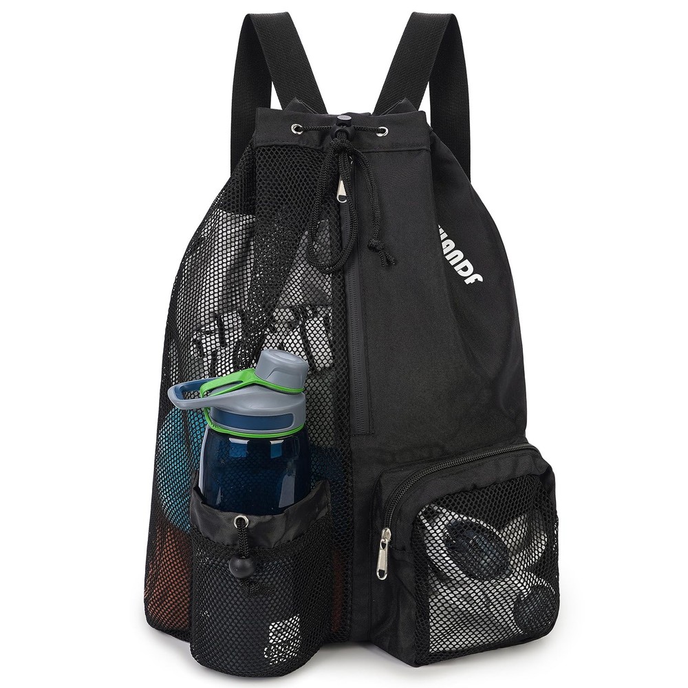 Swim Bag Mesh Drawstring Backpack with Wet Pocket Beach Backpack for Swimming...