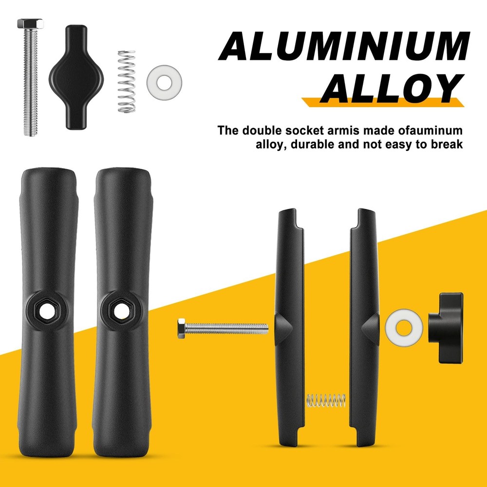 Metal Double Socket Arm Compatible RAM Mount Arm, 1" Double Ball Adapter, 360...