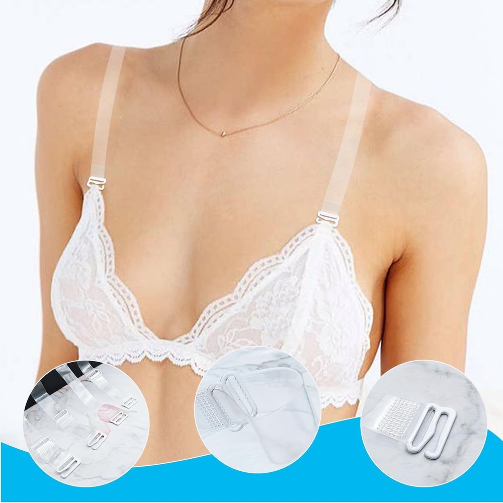 REDANHA 24 Pieces Bra Straps Accessories Multiple sizes, Clear, Black, White