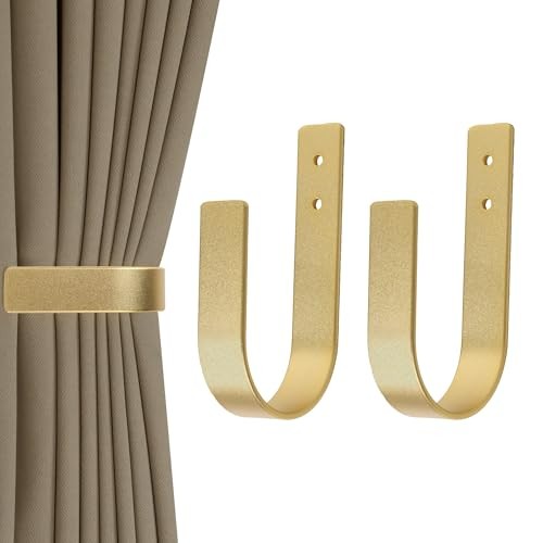 Pack Modern Curtain Holdbacks Curtain Tiebacks Wall Mount Solid 2 Gold