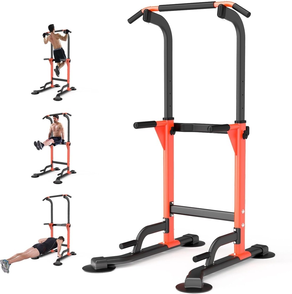 Adjustable Bench Power Tower Dip Station Pull up Bar Strength Training Workout