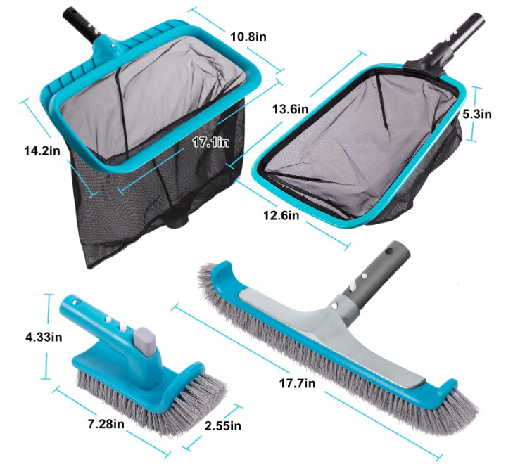 Deluxe Pool Cleaning Kit with 2 Brushes & 2 Skimmer Nets (No Pole)