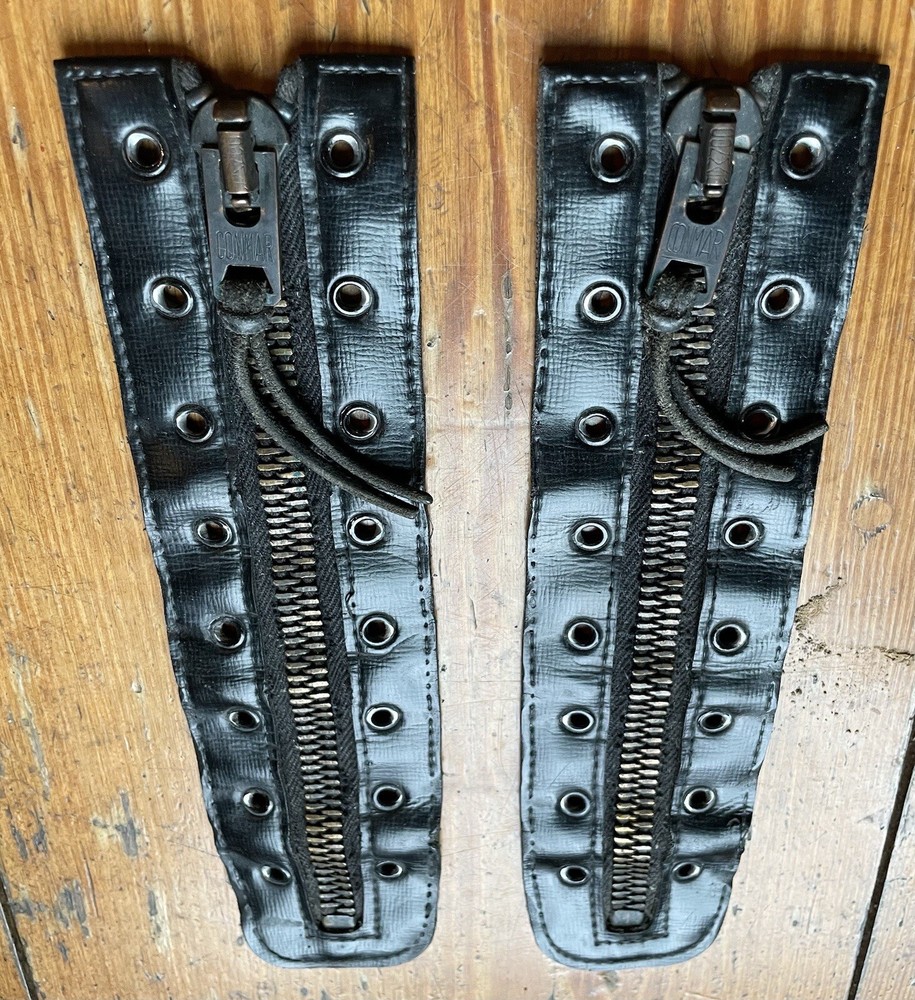 Vintage Military CONMAR Black Leather Zipper Pair 8”