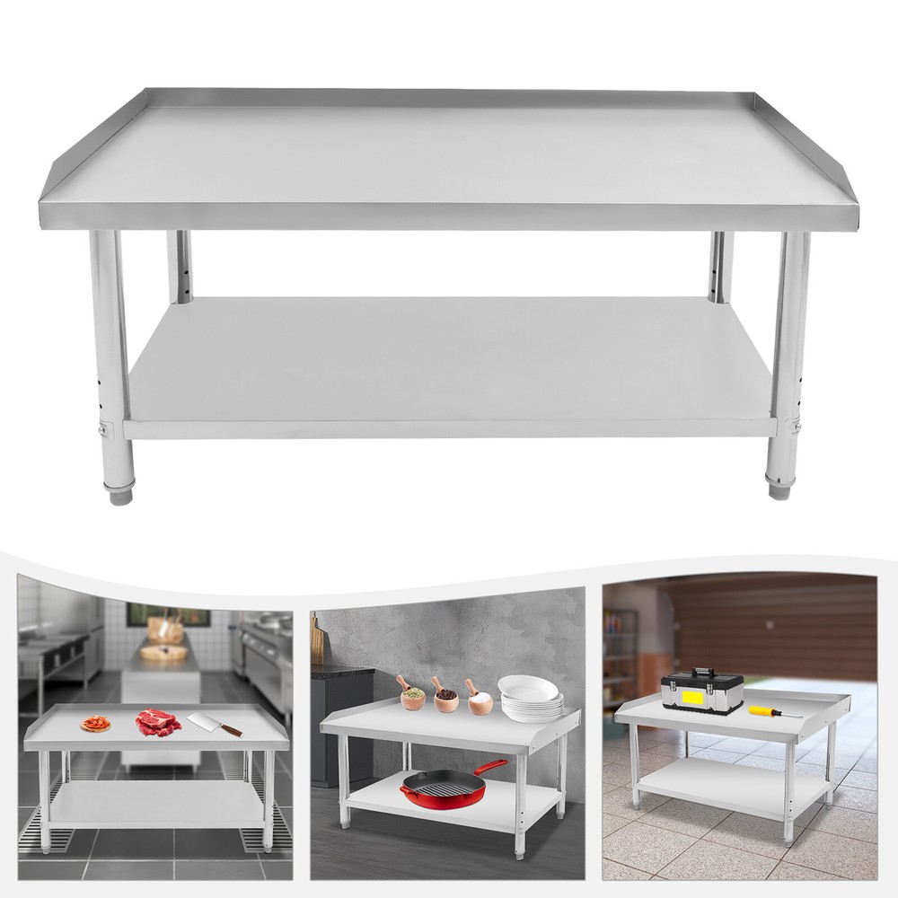 48*24*35-36" Adjustable Commercial Work Table With Backsplash Silver Work Table